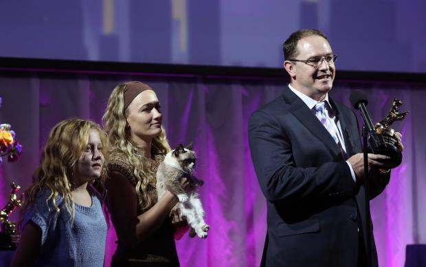 Grumpy accepting its award. Photo: Getty Images. 